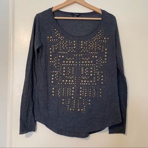 Lucky Brand Studded Bib Tee | Dark Charcoal